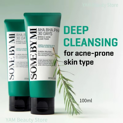 ערכת טיפוח קוריאנית SOMEBYMI AHA·BHA·PHA 30 Days Miracle – קצף ניקוי 100 מ״ל, טונר 150 מ״ל, סרום 50 מ״ל וקרם 60 גרם (4 יח׳)